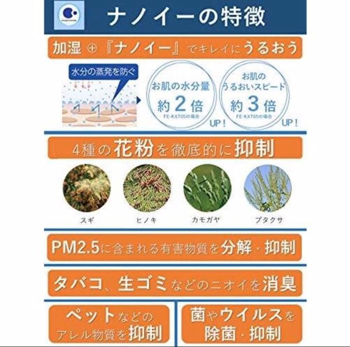 パナソニック 加湿機 気化式 ナノイー搭載 ~19畳 FE-KXT07-W