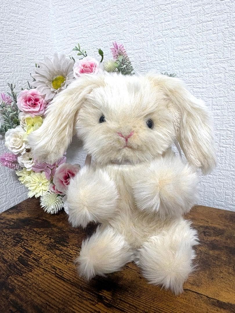 ハンドメイドぬいぐるみ ベージュたれ耳うさぎ 寄り添ううさぎ 一点もの