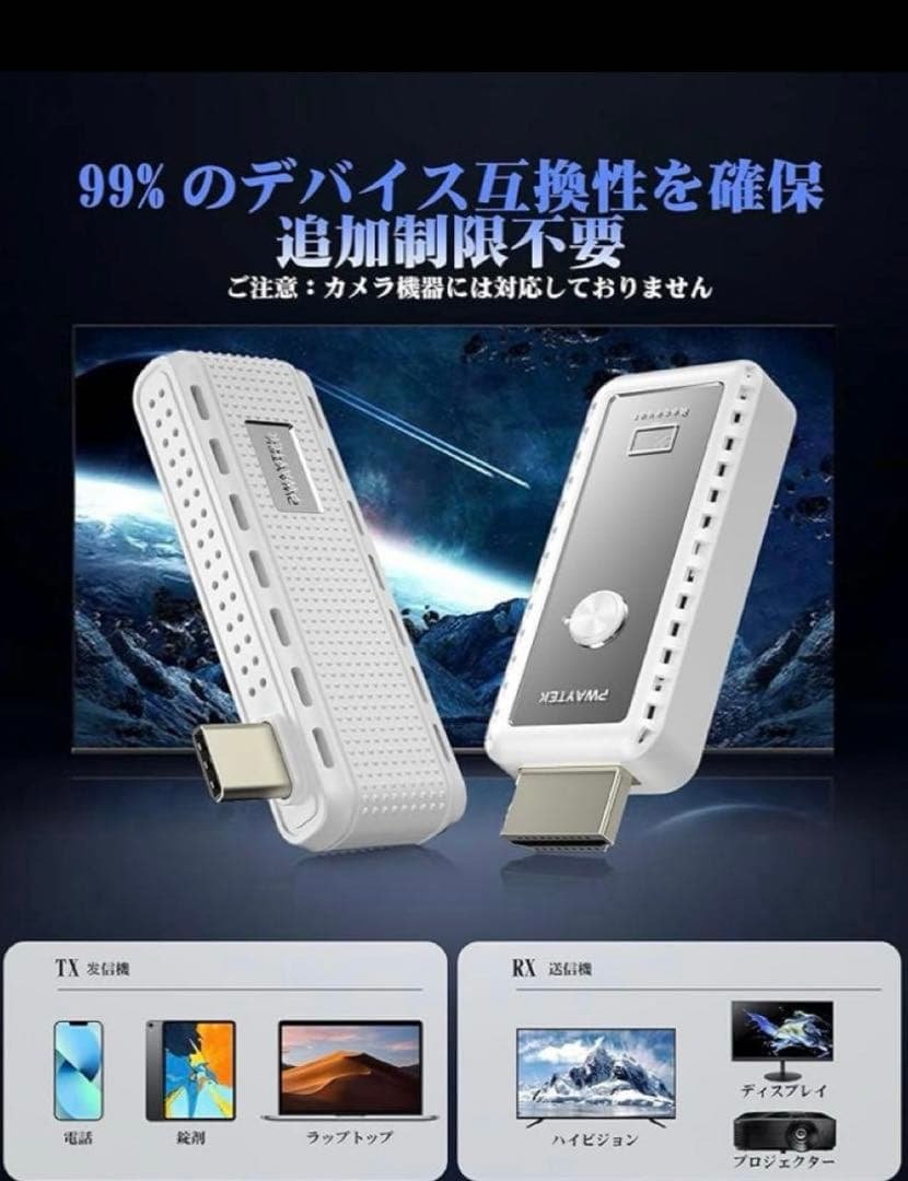 新品ワイヤレスhdmi 送受信機セット 1080P/2.4G/5G Type-C