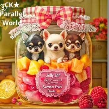 ハンドメイド　オーダー受付ページ　♡Jelly Jar 瓶詰め　チワワ　パネル♡