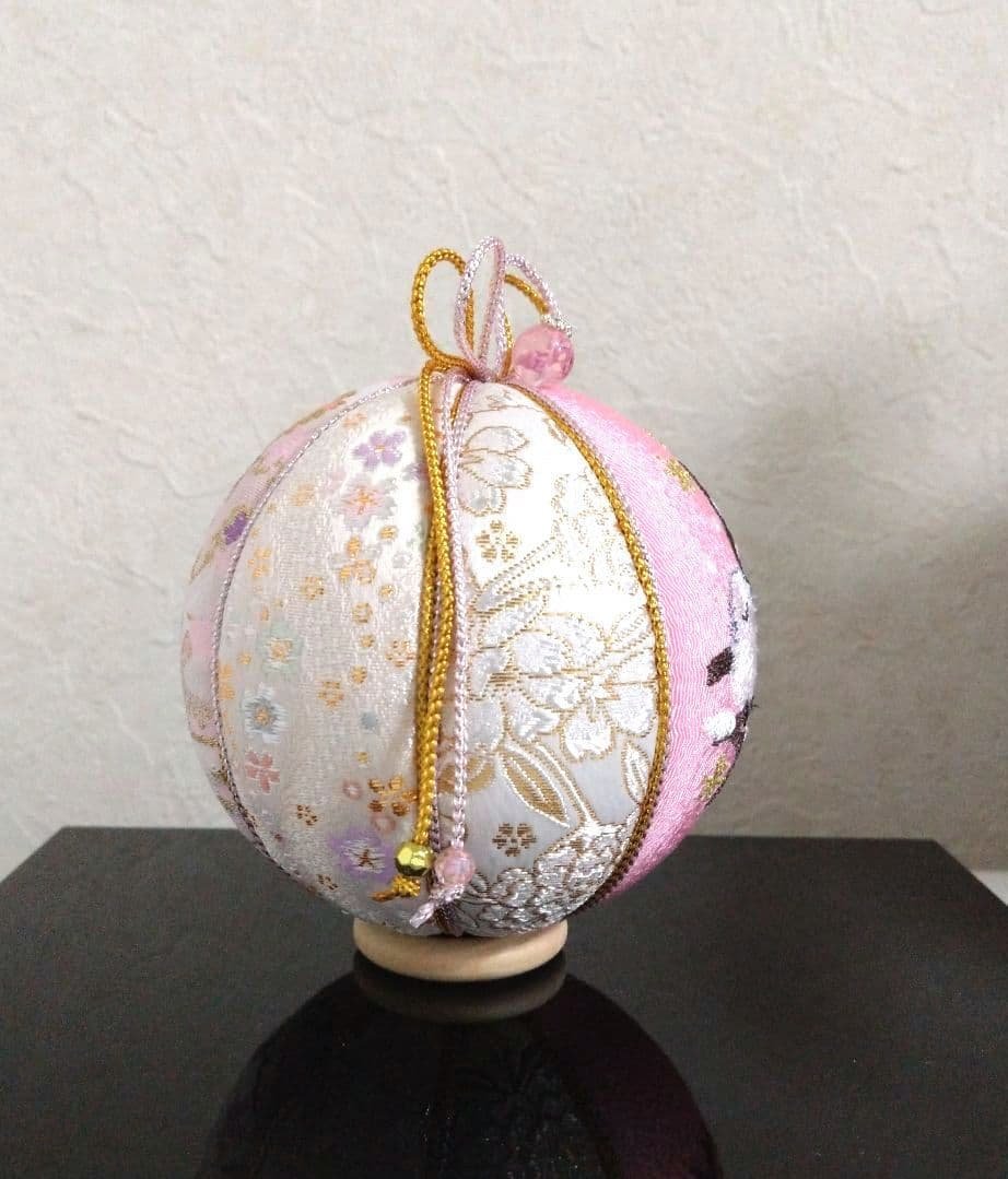 しょりん 手鞠 手毬 てまり 刺繍冬のシマエナガ ピンク No.200