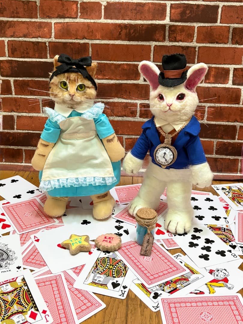 A猫 不思議の国のアリスイメージアートドール【ハンドメイド ぬいぐるみ 猫うさぎ