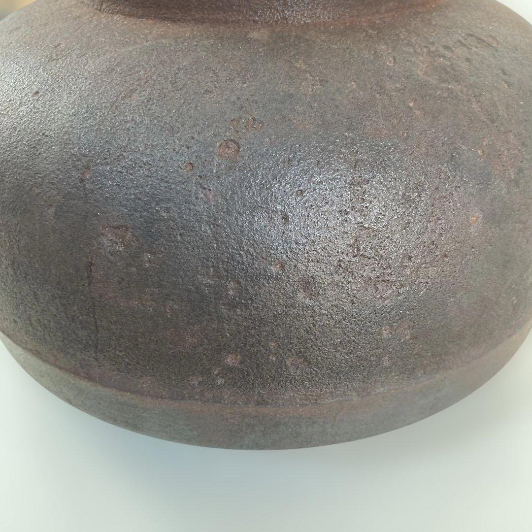 【茶道　茶釜】高橋敬典　平丸立口釜　はじき肌