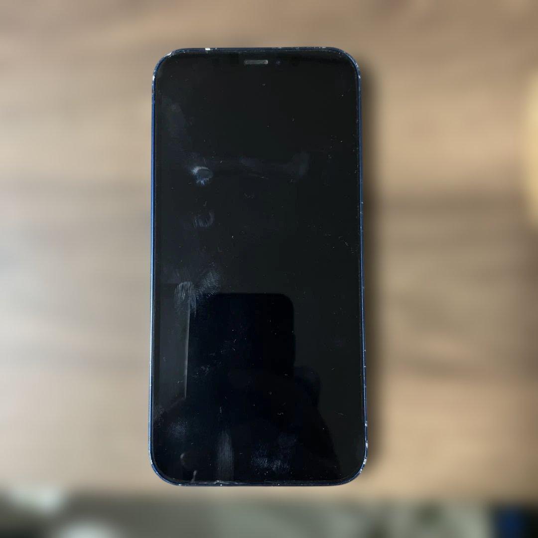 [ジャンク］水没　画面反応はあり　Apple iPhone 12 青