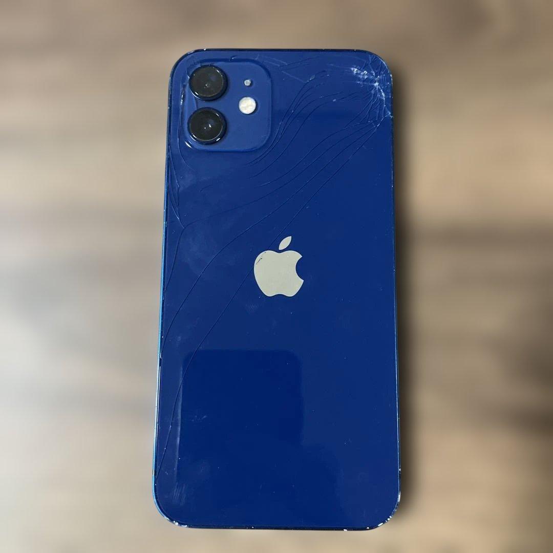 [ジャンク］水没　画面反応はあり　Apple iPhone 12 青