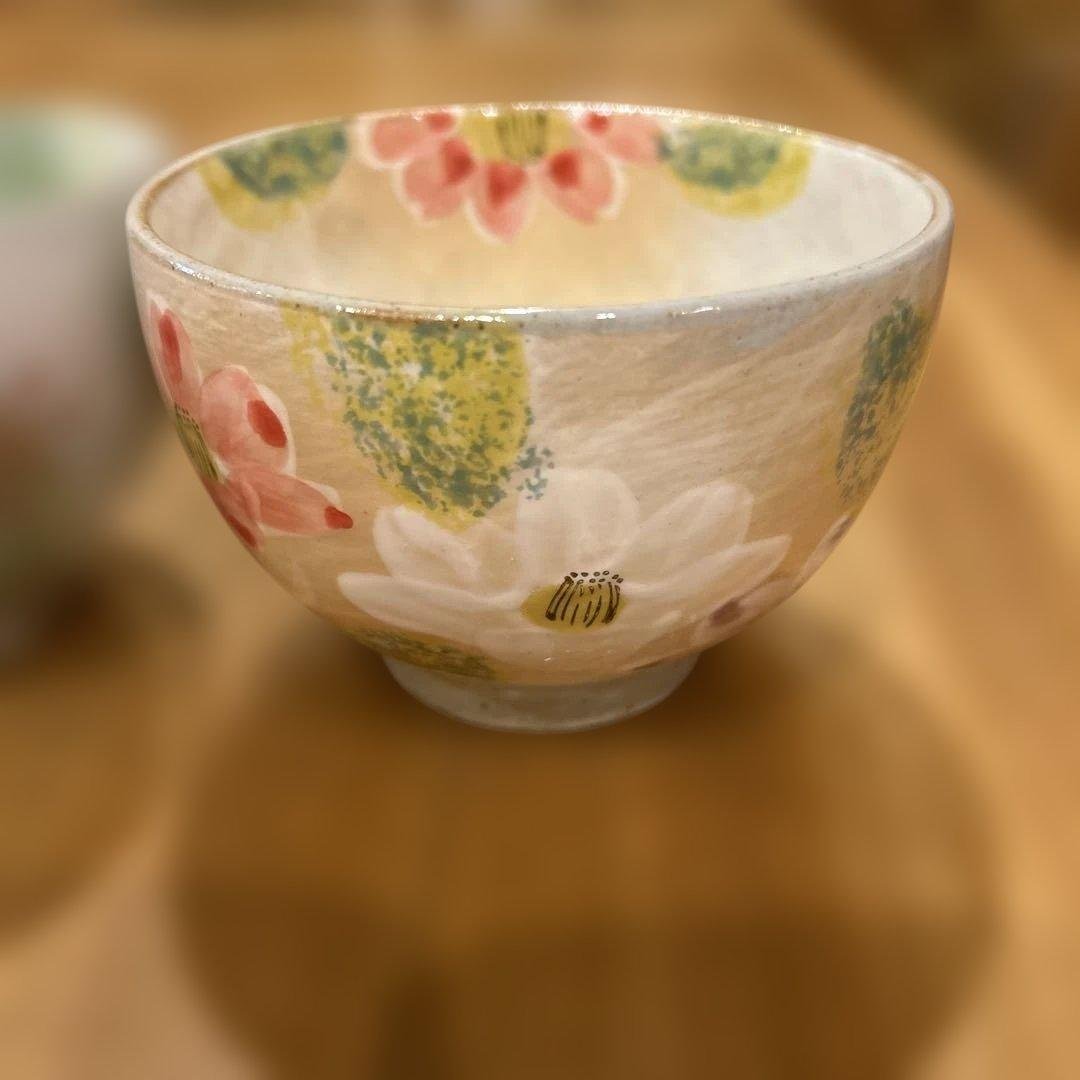 作家物　白掛五草花 飯碗5個　清水焼 京焼