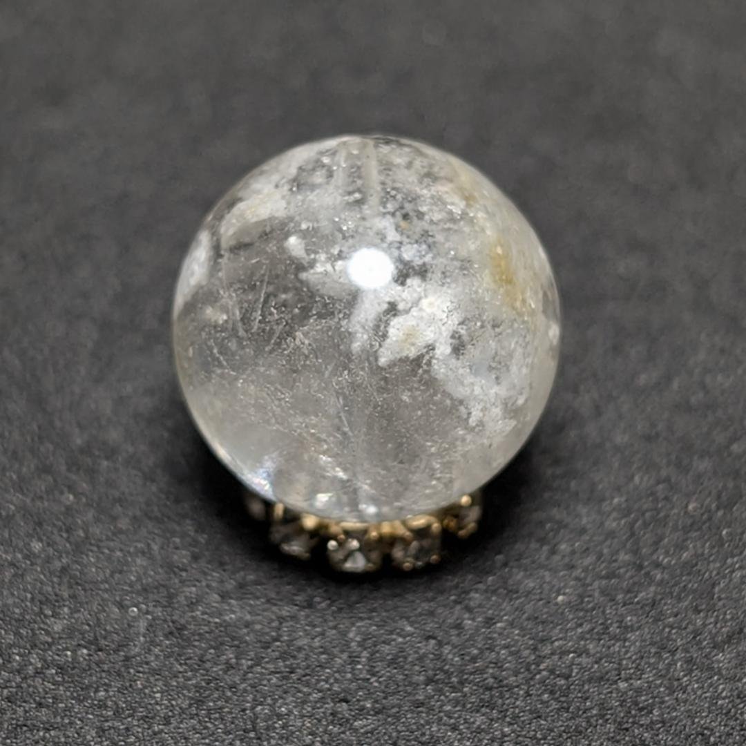 【結晶のような鉱物】プラチナルチルクォーツ 一点物 12ミリ 1粒売り 貫通穴有
