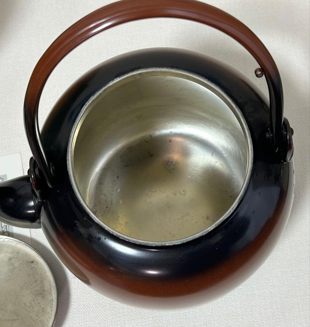 茶道具 金正堂黒腰水次薬缶 銅製 水注薬罐 口蓋付 超美品