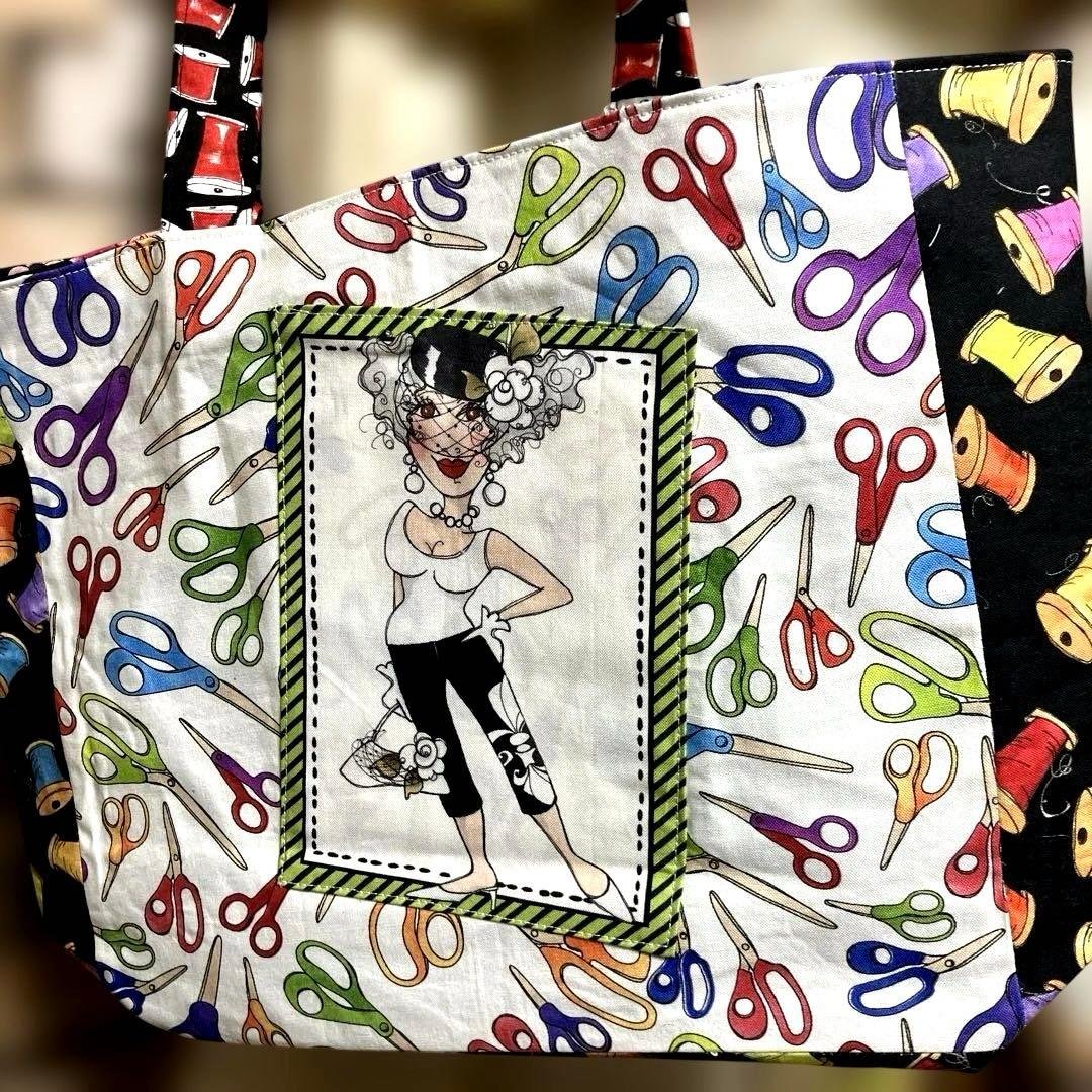 ロラライハリス　ソーイングレディー　トートバッグ　　　☆ハンドメイド品☆