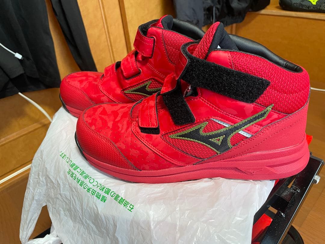 ミズノ　Mizuno 赤 安全靴 オールマイティ