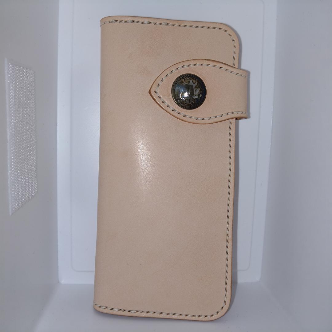レザー ヌメ革 ロングウォレット コンチョ ハンドメイド 手縫い 長財布