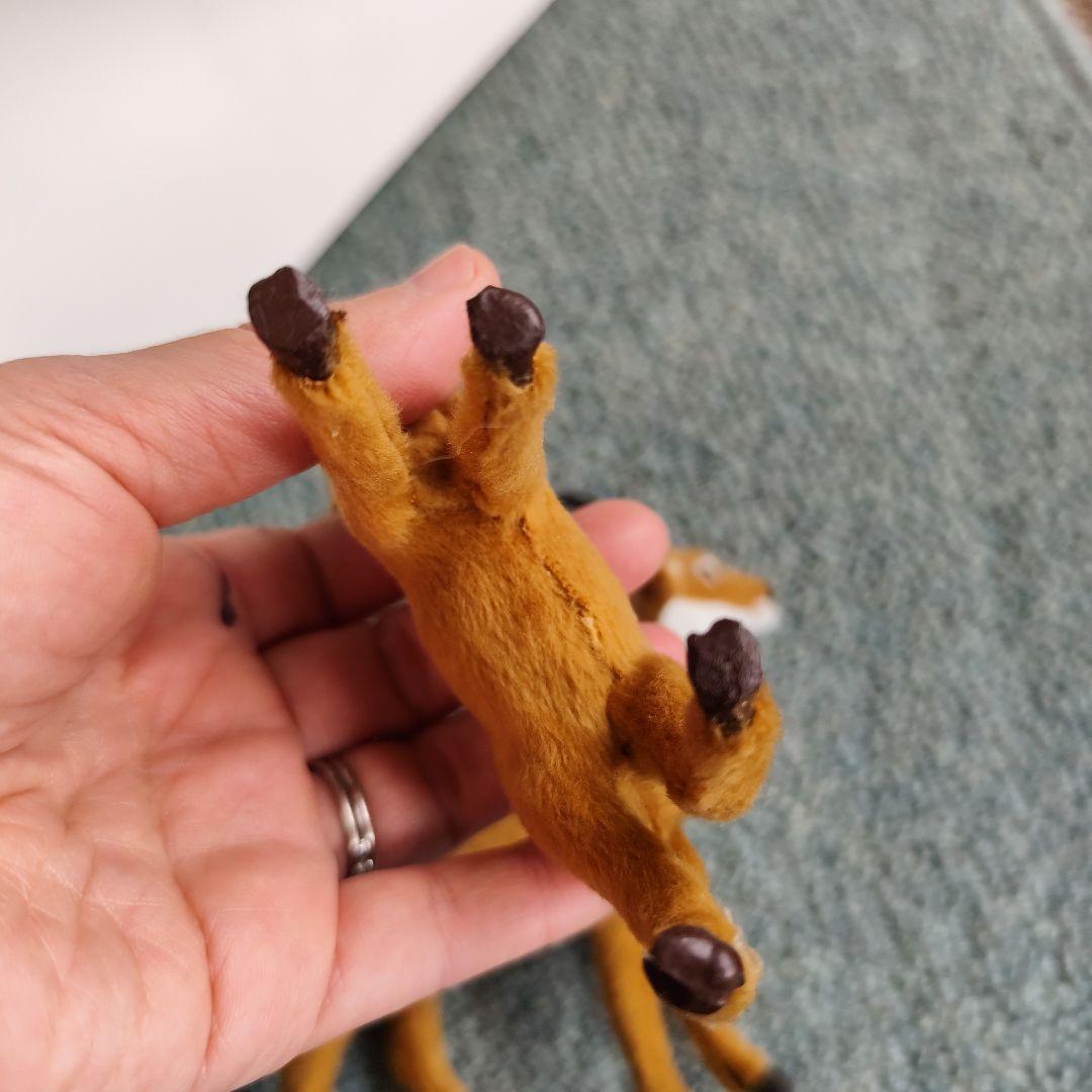 動物フィギュア　イギリス　フェルト製　鹿の親子　バンビ　アンティーク
