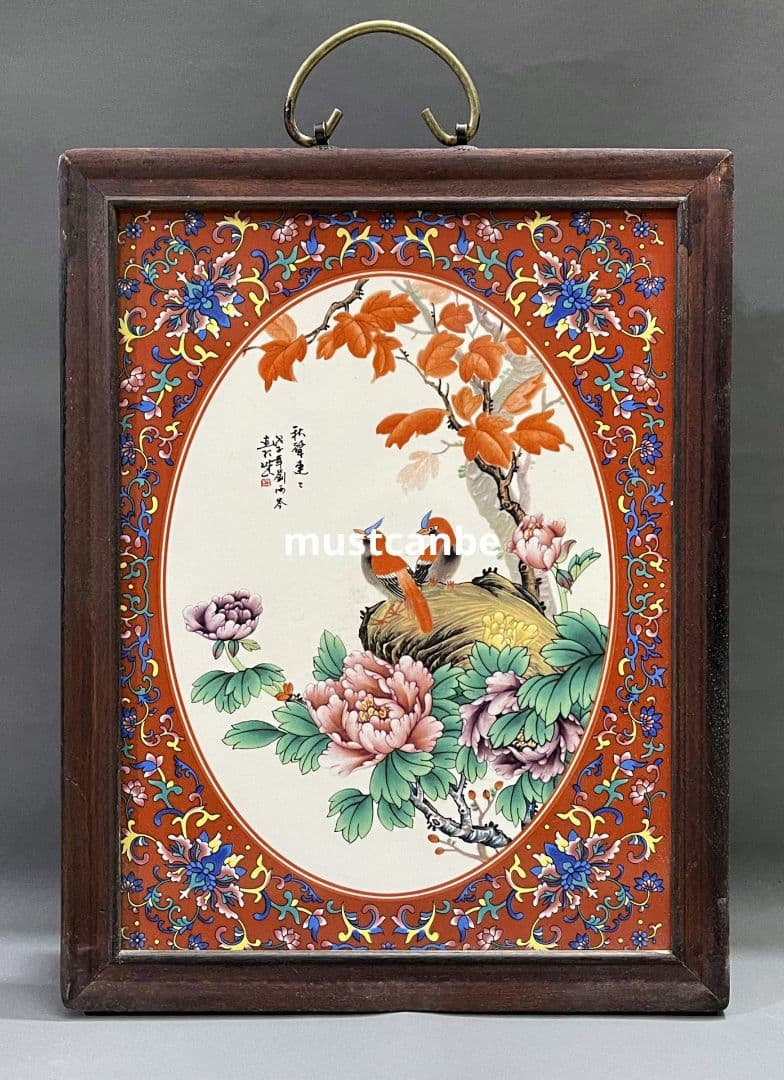 景徳鎮 陶板画 パステル花鳥風景画 応接間 茶室 書斎 装飾品 工芸品 置物