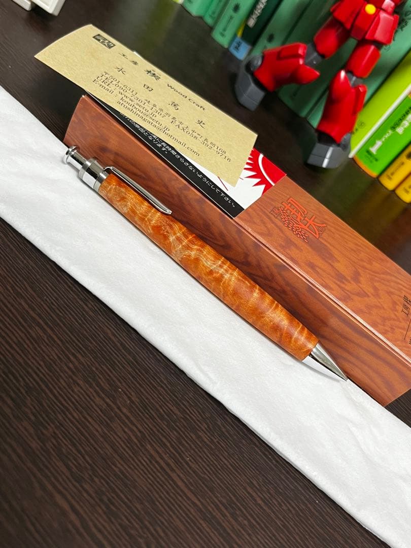 工房楔、栃の木、スタビライズドウッド、シャープペンシル、オレンジ