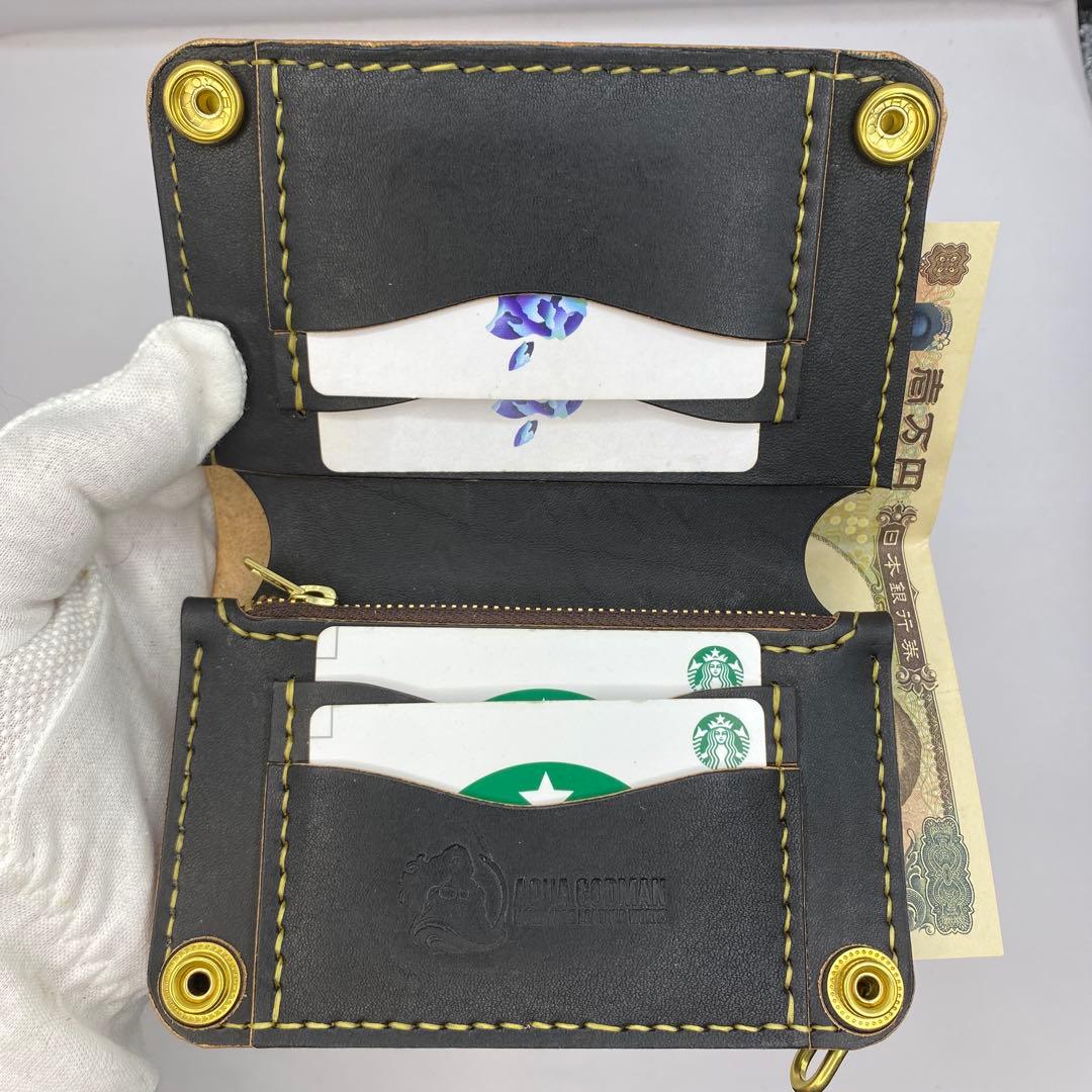 無骨！お札折らずに収納できる無骨な手染めミドルトラッカーウォレット BTW