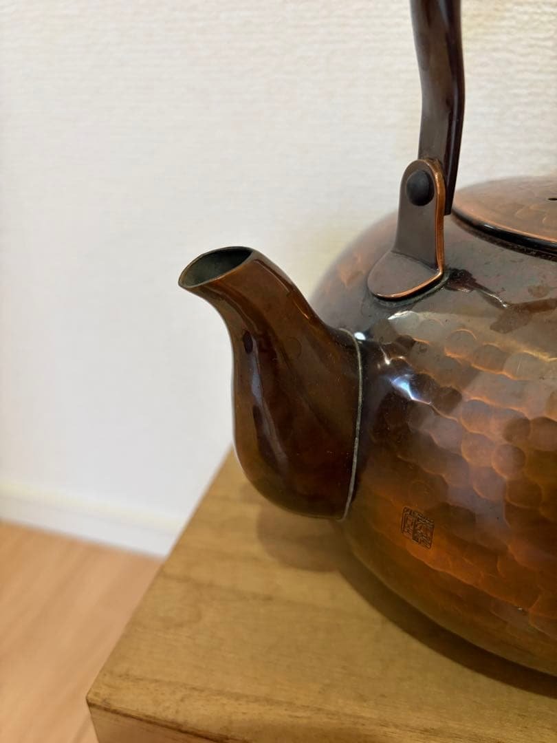 鎚起銅器　湯沸　やかん　ポット　銅製　箱付　英純堂　急須　水注　茶注　茶道具