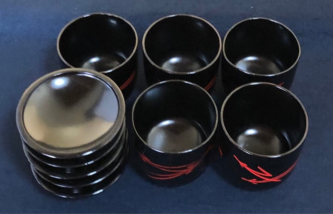 《R》松葉絵 箸洗5客 平安 光阿弥造 木製漆器 共箱　260316A2