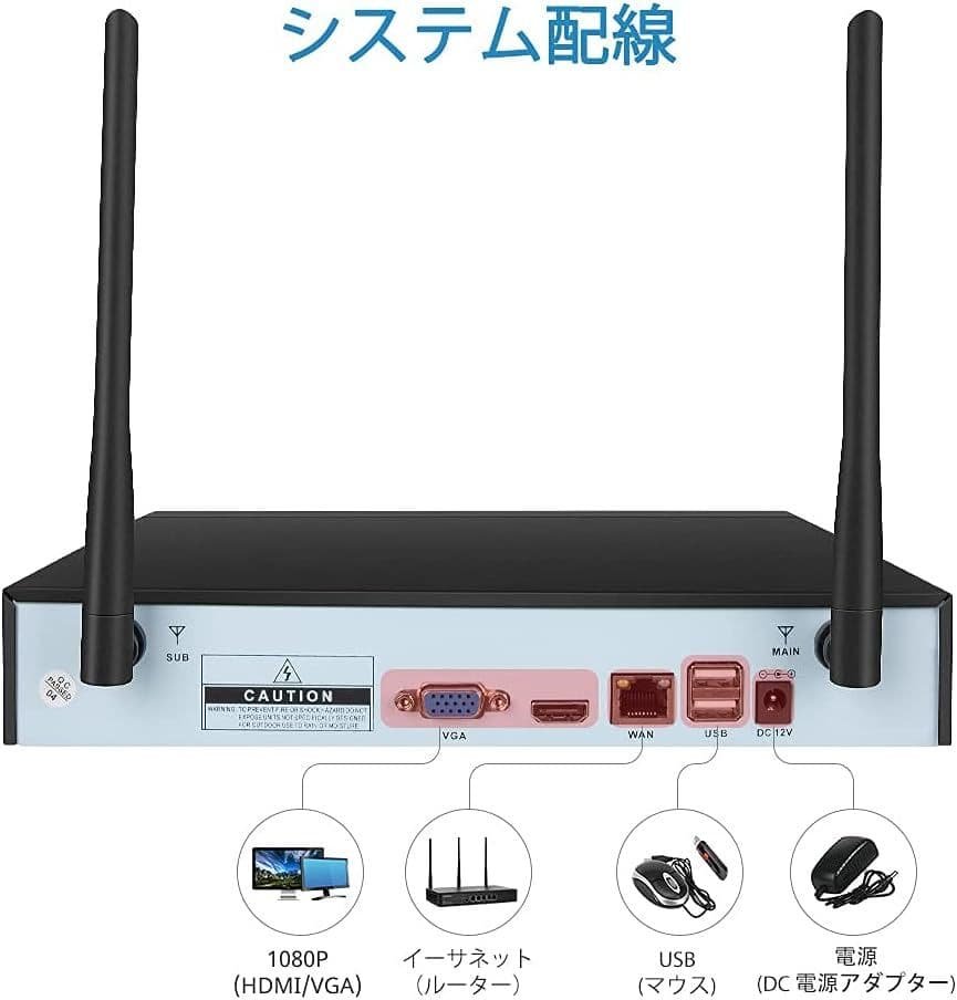 新品 TMEZON ワイヤレス 防犯カメラ4台セット 300万画素 10ch